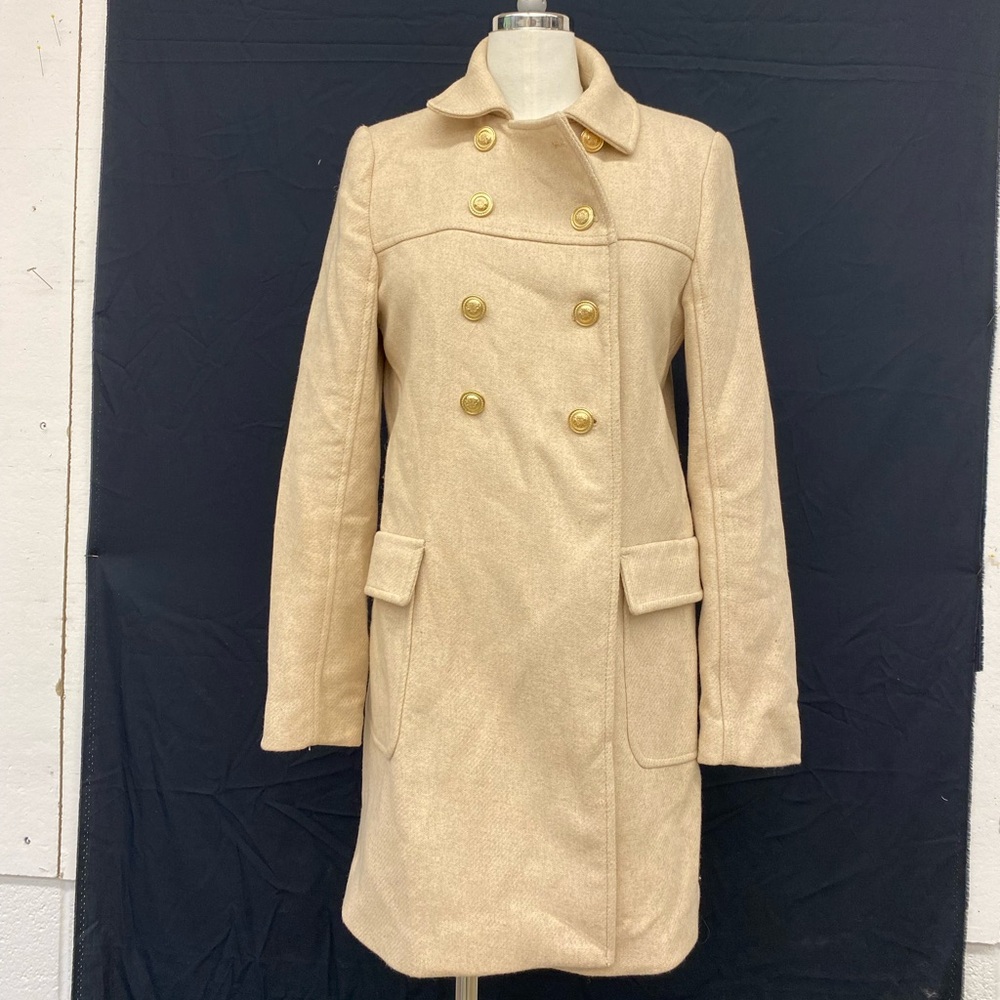 Cream Zara coat gold buttons